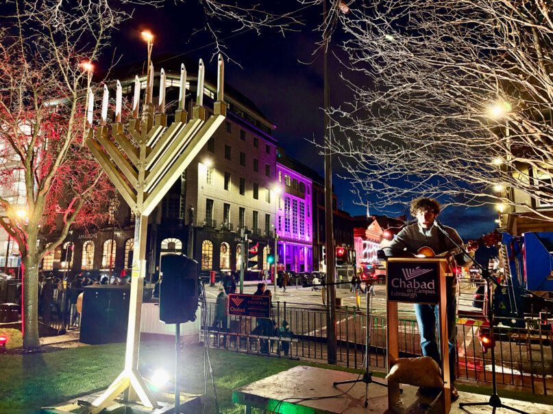 webRNS Hannukah Menorah Edinburgh 20251215 Undeterred by Sydney attack, Chabad defiantly celebrates Hanukkah around the world