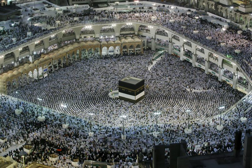 webRNS Photos Week01 081718 Epstein bought Kaaba covers. What does the sacred Kiswah cloth represent?